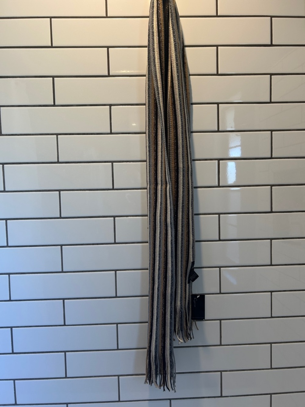 Striped Neutral Fringe Scarf